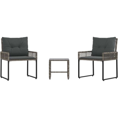  Set vanjskog namje&amp;scaron;taja s jastukom 3 pcs Sivi - siva i tamnosiva 2x pojedinačna stolica +1x stol Slike