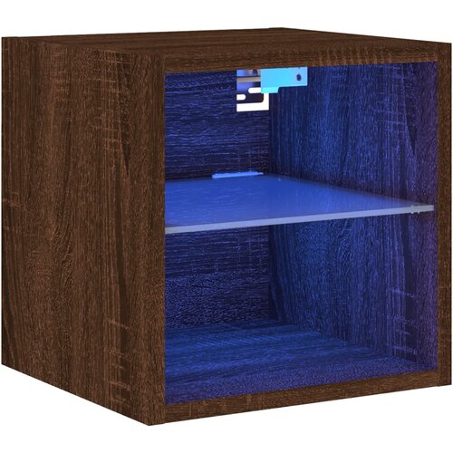 Maison Chic Stenska TV omarica - TV stojalo - Televizijska omarica z LED lučkami rjavi hrast 30x28,5x30 cm, (21700213) Slike