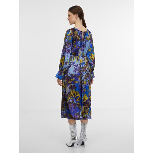 Orsay Blue Women&amp;#039;s Patterned Satin Midi Dress - Women&amp;#039;s Slike
