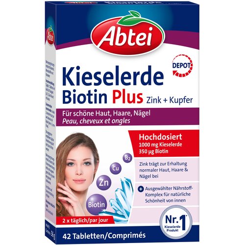 Abtei Silicijev dioksid Biotin Plus - 42 tabl. Slike