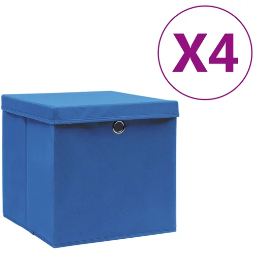 vidaXL Škatle s pokrovi 4 kosi 28x28x28 cm modre