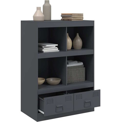  Visoka komoda crna 67 x 39 x 95 cm čelična Slike