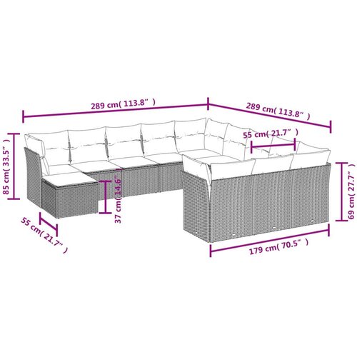 vidaXL 12-dijelni set vrtnih sofa od poliratana s jastucima bež Cene