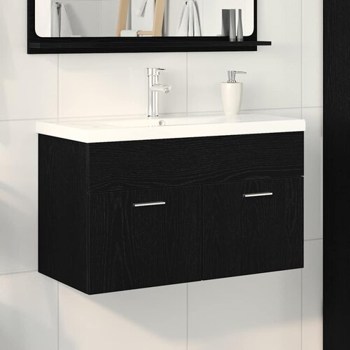  Kupaonski ormar Crni hrast 80 x 38,5 x 46 cm Konstruirano drvo Cene