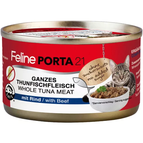 Porta Feline 21 varčno pakiranje 24 x 90 g - Tuna z govedino