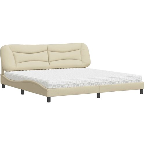 VidaXL Postelja z vzmetnico krem 200x200 cm blago, (21156150) Slike