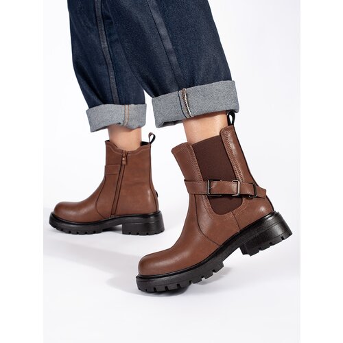 Shelvt Brown women&amp;#039;s leather Chelsea boots on a platform Sergio Leone Slike