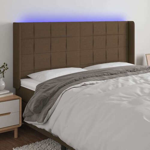  LED posteljno vzglavje temno rjavo 183x16x118/128 cm blago, (20933319) Cene