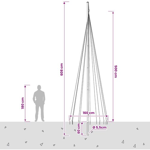  Božićno drvce od svjetlosnih niti s klinom i jarbolom 500 cm Slike