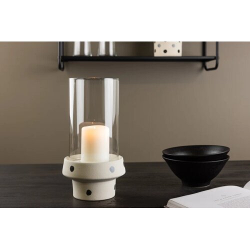 Venture Home svjetiljka za svijeću (lantern) Davida ⌀15 cm, bijela s crnim točkicama Cene