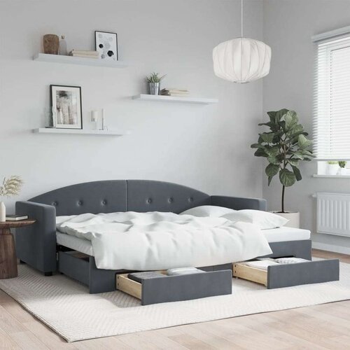  Izvlečna dnevna postelja s predali temno siva 80x200 cm žamet, (20936882) Cene