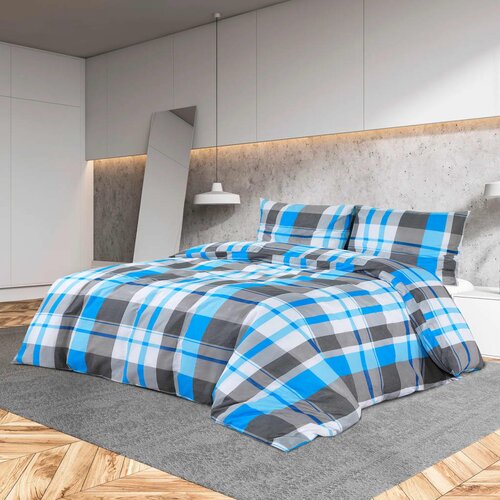  Set posteljine za poplun plavo-sivi 135 x 200 cm pamučni Cene