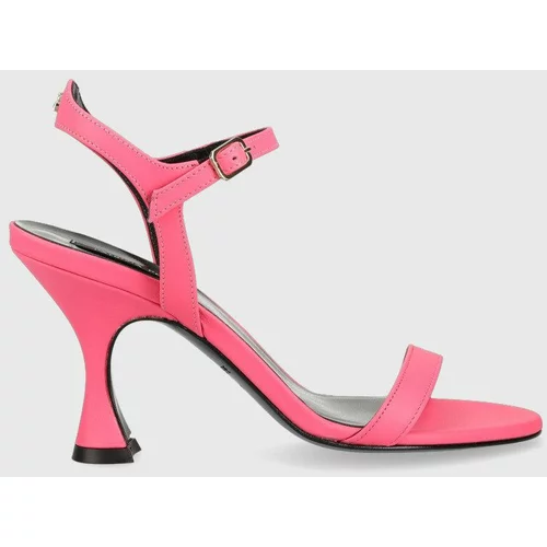 Patrizia Pepe Usnjeni sandali roza barva, 8X0057 L011 M443