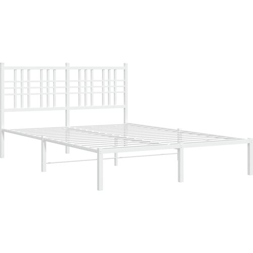  Metalni okvir za krevet s uzglavljem bijeli 120 x 190 cm Slike