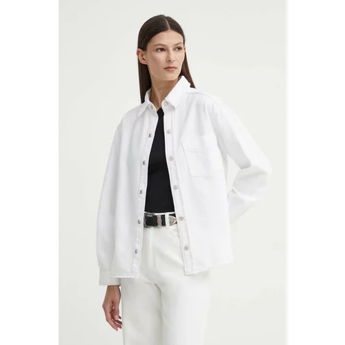 Marc O'Polo Traper košulja DENIM za žene, boja: bijela, regular, s klasičnim ovratnikom, 5000000064