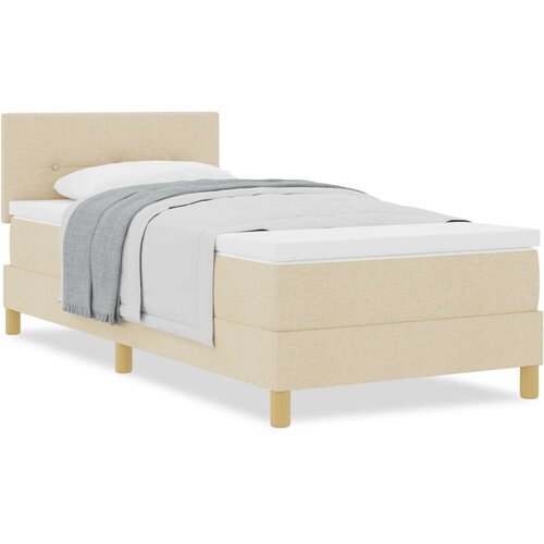  Krevet s podnicom s madracem krem 80x200 cm tkanina Slike