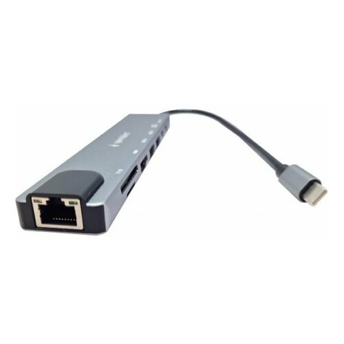 Gembird usb hub type-c 8-in-1 multi-port adapter USB-C+USB-A+HDMI+PD+card+RJ45 Cene