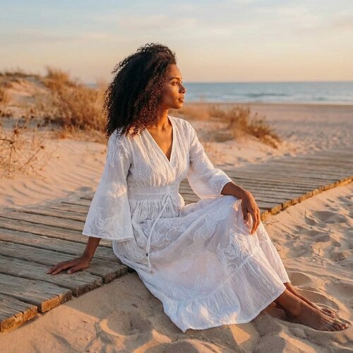 Isla Bonita By Sigris Dolge obleke Dolga Midi Obleka Bela Slike