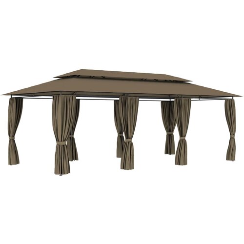 vidaXL paviljon z zavesami 600x298x270 cm taupe 180 g/m² Cene