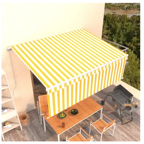  Ročno zložljiva tenda s senčilom 4,5x3 m rumena in bela