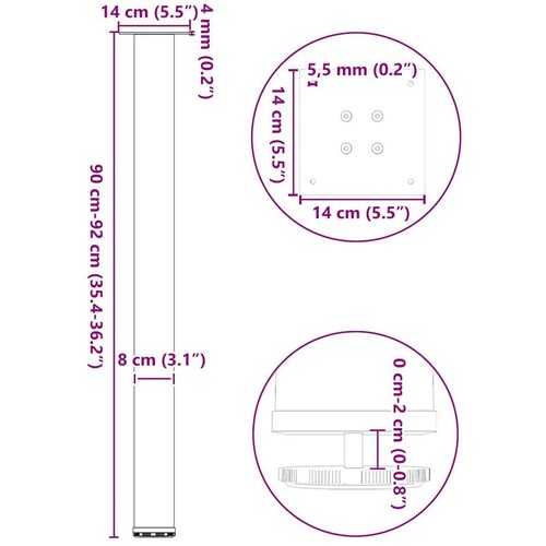 VidaXL Noge za mizo za kavo 4 kosi antracit 90-92 cm jeklo Slike