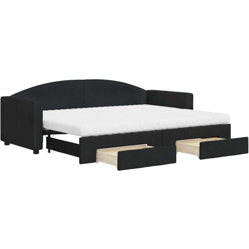 VidaXL dnevni krevet na razvlačenje s ladicama crni 80x200 cm tkanina Slike