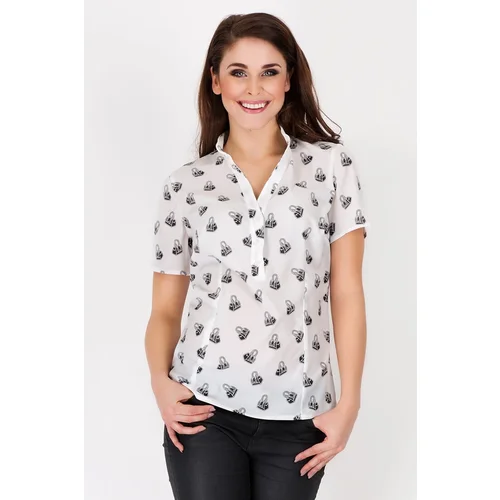 Awama Woman's Shirt A89 Ecru/Pattern