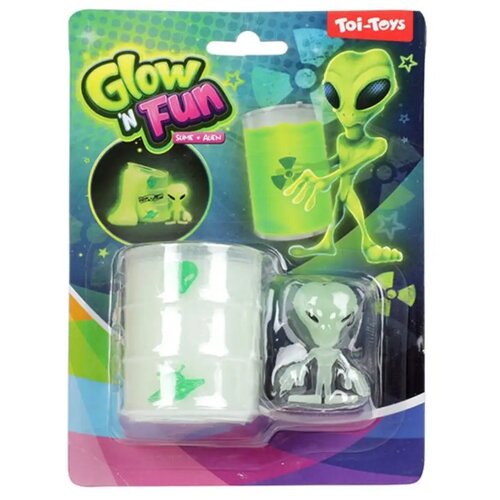 Magic Toys Glown Fun Slime Alien: Svjetleći sluz u uljnoj bačvi s figuricom vanzemaljca Slike