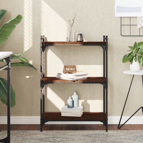 VidaXL Knjižna omara 3-nadstropna rjavi hrast 60x30x86 cm inž. les Slike