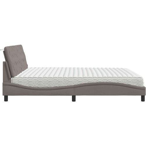  Krevet s madracem smeđesivi 200x200 cm od tkanine - Sivo-smeđa 200 x 200 cm Slike