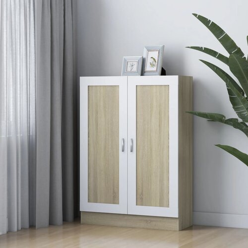 VidaXL Knjižna omara bela in sonoma hrast 82,5x30,5x115 cm iverna pl. Slike