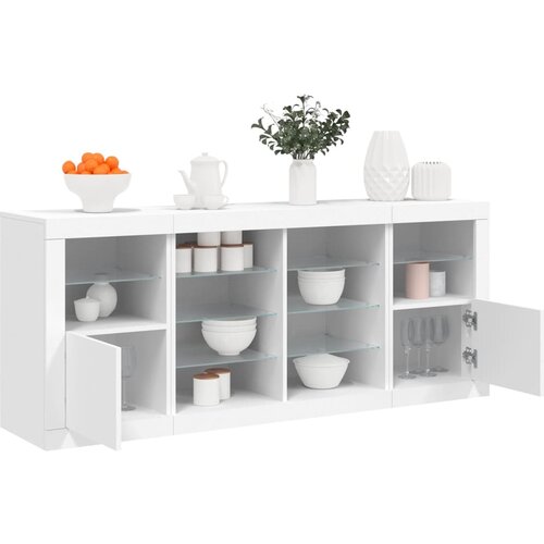 vidaXL Komoda z LED diodami bela 163x37x67 cm Cene