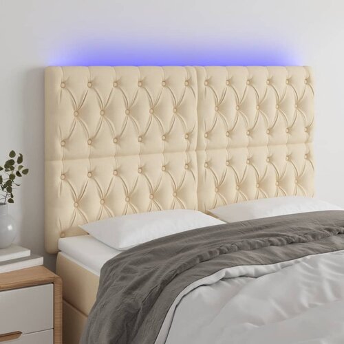 vidaXL LED uzglavlje krem 144x7x118/128 cm od tkanine Cijene
