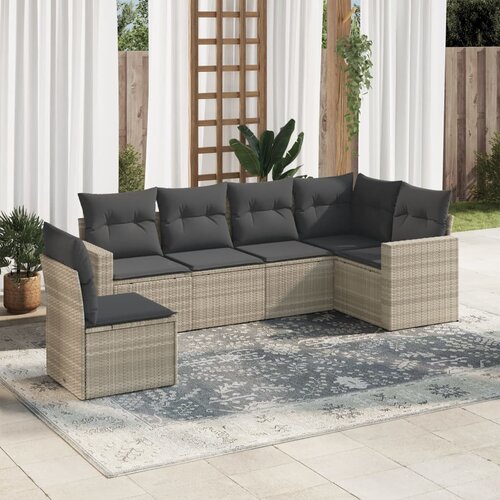 vidaXL 6-dijelni set vrtnih sofa od poliratana s jastucima svjetlosivi Cijene