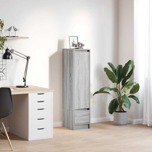 VidaXL Visoka omara siva sonoma 29,5x34x119,5 cm inženirski les Slike