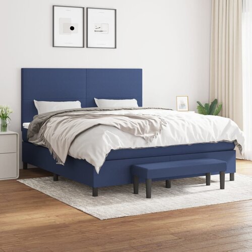 VidaXL Box spring postelja z vzmetnico modra 180x200 cm blago Slike