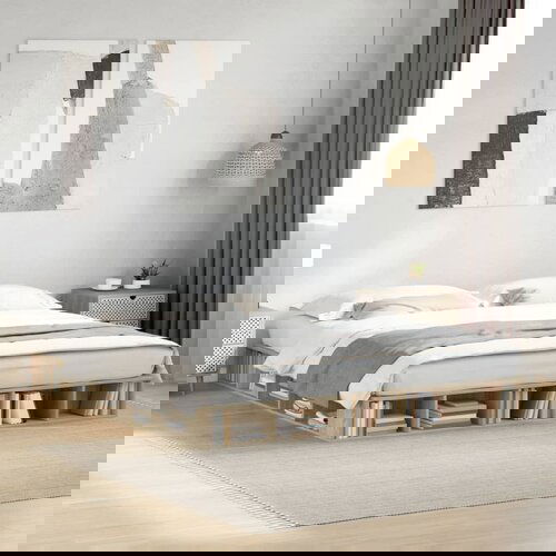 Furnova Posteljni okvir sonoma hrast 200x200 cm inženirski les, (21943043) Cene