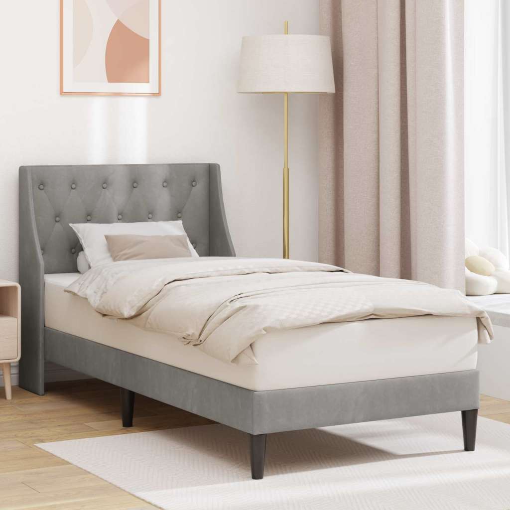  Okvir za krevet Svijetlo siva 90 x 200 cm Baršun - Svjetlosiva 90 x 200 cm Cene