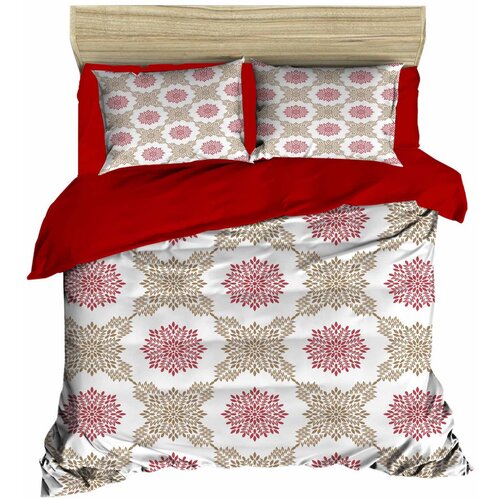  442 redwhitepinkbeige single quilt cover set Cene