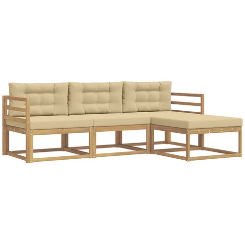 vidaXL Zunanja garnitura za sedenje 4 pcs Bela in bež Poliester, (5000280443) Cene