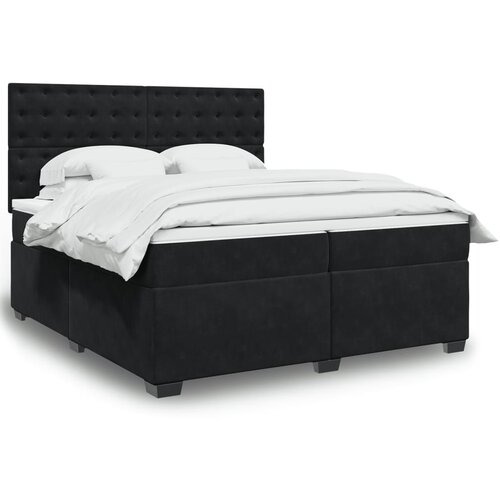 vidaXL Box spring postelja z vzmetnico črna 200x200 cm žamet Cene