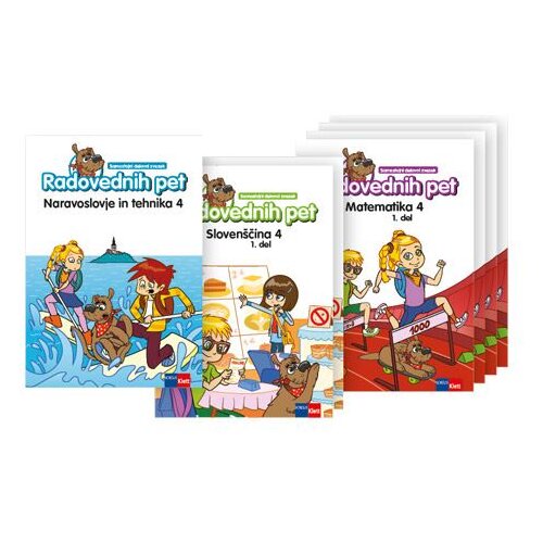  RADOVEDNIH PET 4, komplet A, komplet treh samostojnih delovnih zvezkov (SLO, MAT, NIT) za 4. razred Cene