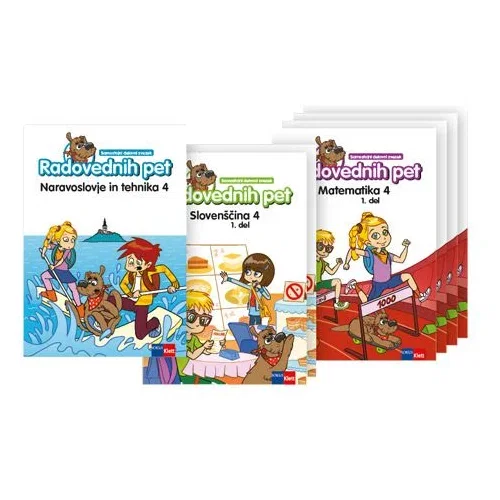  RADOVEDNIH PET 4, komplet A, komplet treh samostojnih delovnih zvezkov (SLO, MAT, NIT) za 4. razred