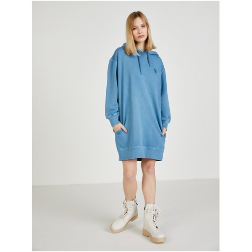 Pepe Jeans Blue Hooded Sweatshirt Dress Dana - Women Slike