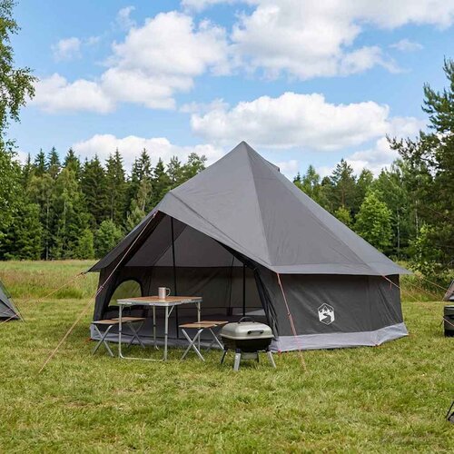 Tipi &scaron;ator Smeđa siva 600 x 600 x 350 cm Poliester i čelik Cijene