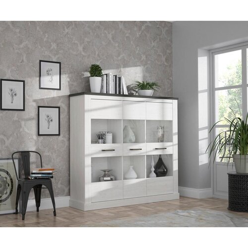 Premium Living Vitrina Montreal, Bela, Barva Pinije Slike