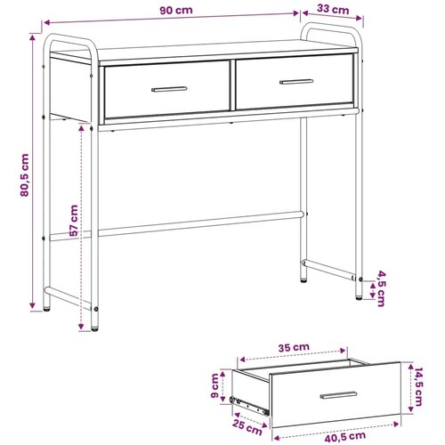  Konzolna stolica Crni hrast 90 x 33 x 80 5 cm Konstruirano drvo - Crni hrast Slike
