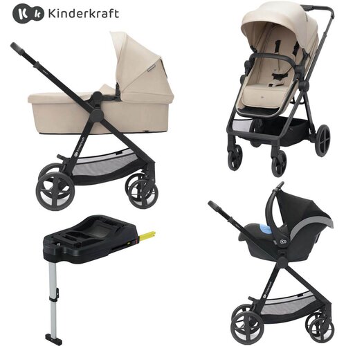 Kinderkraft otro&amp;scaron;ki voziček 4v1 newly&amp;trade; sand beige + mink&amp;trade; pro + isofix baza mink&amp;trade; fx Slike