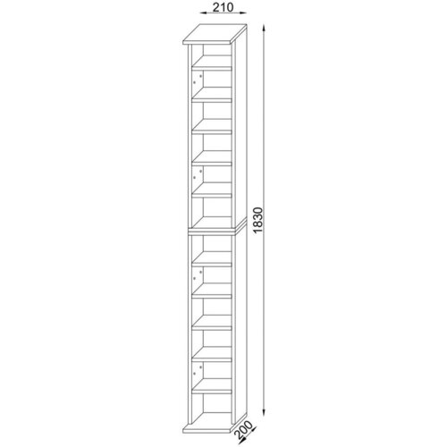 MID.YOU REGAL ZA CD-JE 42/183/20 cm bela, medeni hrast Slike
