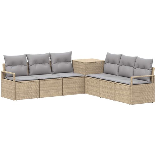  Set sofe 7 kom. Bež i svijetlo siva 120 x 62 x 69 cm Slike